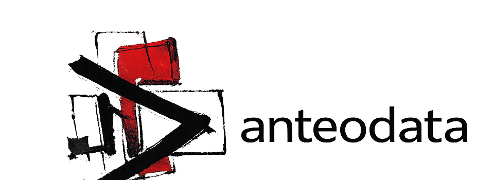 Logotipo Anteodata con acento rojo